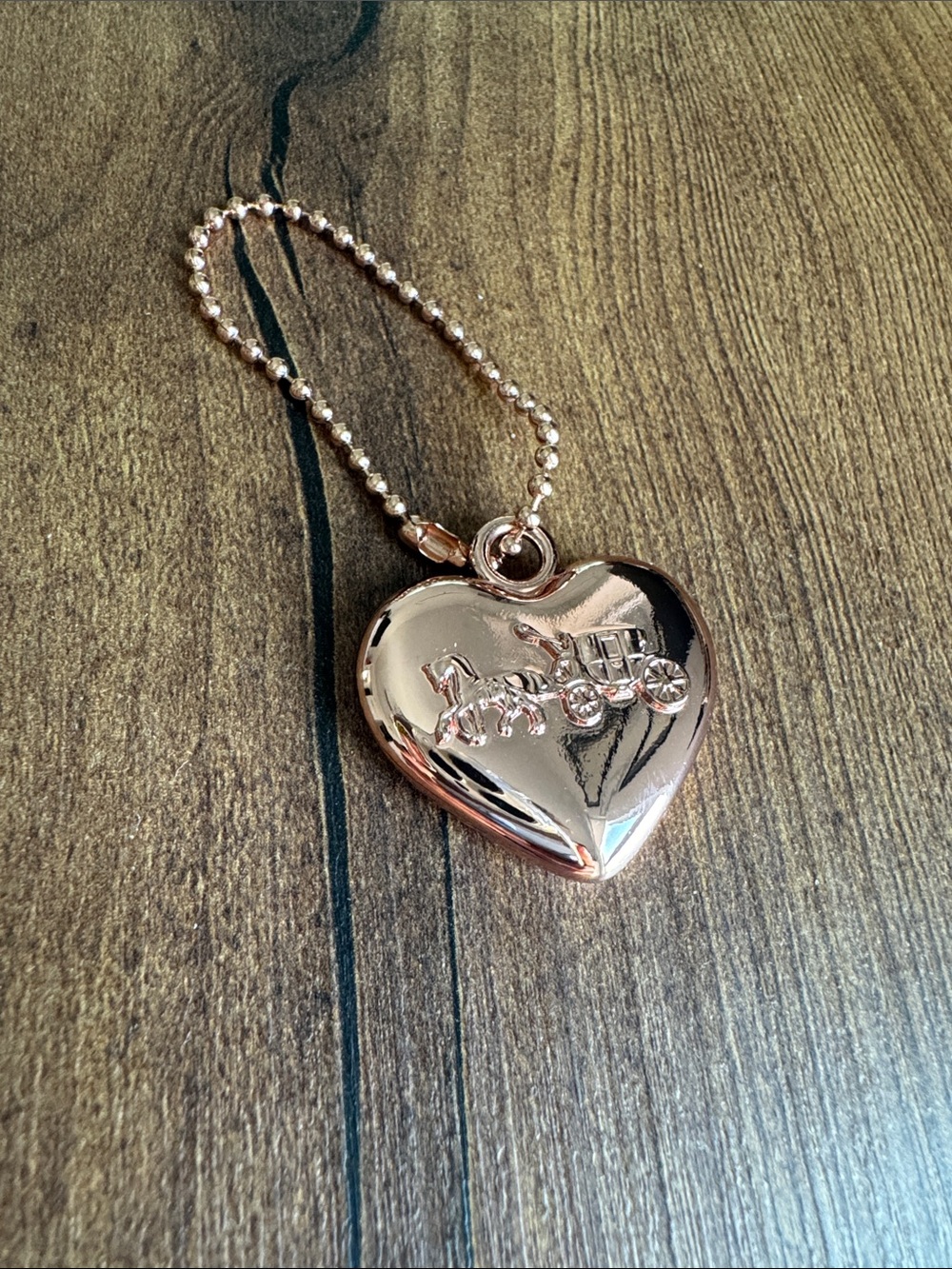 Rose Gold COACH Heart Keychain Purse Charm